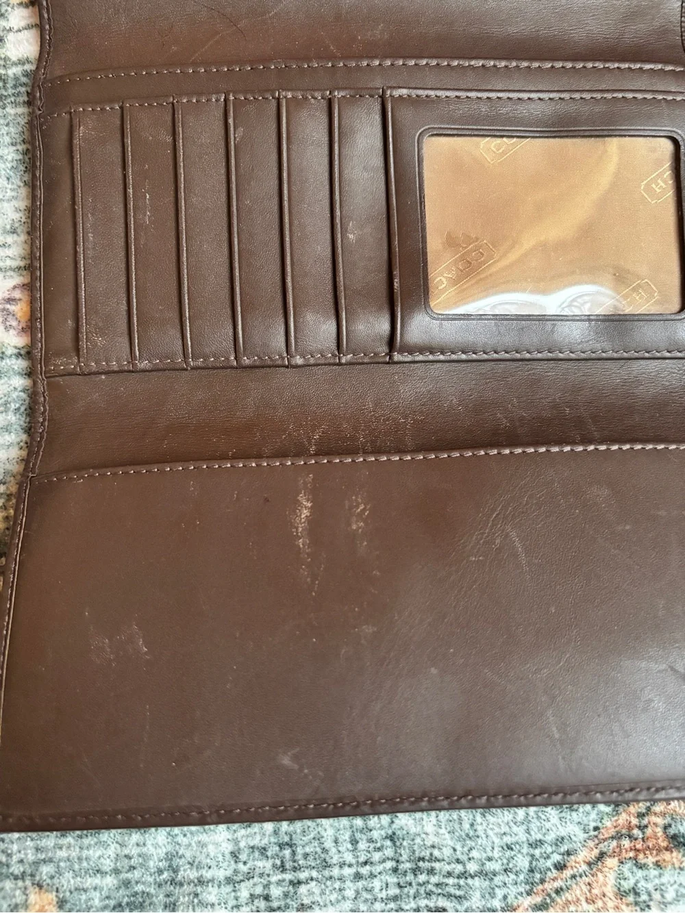 Coach Red and Brown Signature Canvas envelope Wallet